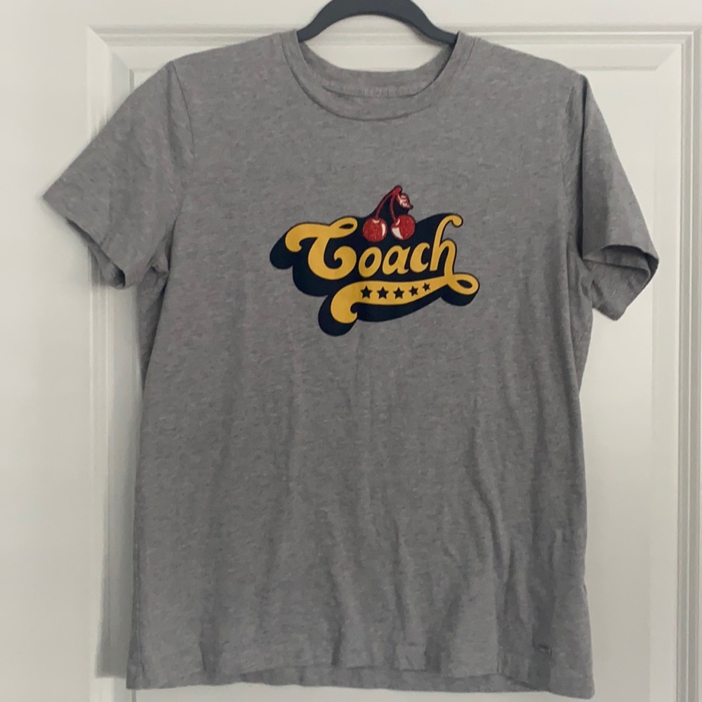 Coach Cherry Logo Grey T-Shirt Size S
